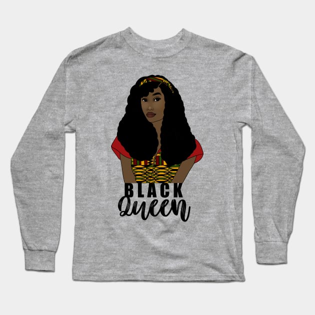 Black Queen Black Girl Magic Melanin Pride Black History Gift Long Sleeve T-Shirt by JackLord Designs 